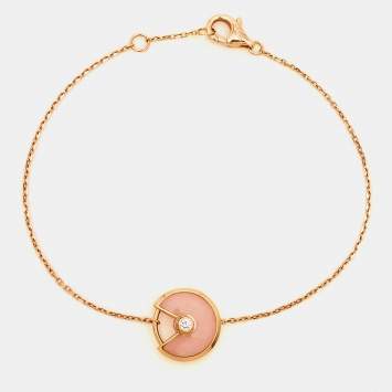 Pre Owned Cartier Amulette De Cartier Pink Opal Diamond 18k Rose Gold Bracelet