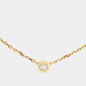 Pre Owned Cartier D'amour Diamond 18k Yellow Gold XS Model Necklace