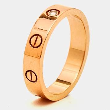 Pre Owned Cartier Love 1 Diamond 18k Rose Gold Wedding Band Ring Size 52