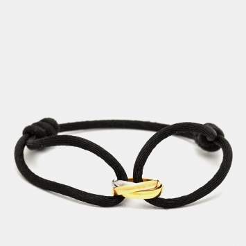 Pre Owned Cartier Trinity 18k Three Tone Gold Adjustable Black Cord Bracelet