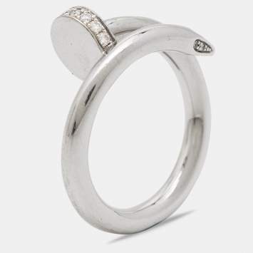Pre Owned Cartier Juste Un Clou Diamond 18k White Gold Ring Size 50