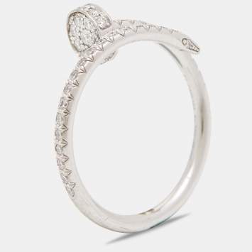 Pre Owned Cartier Juste Un Clou Diamonds 18k White Gold Ring Size 52
