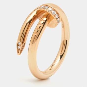 Pre Owned Cartier Juste Un Clou Diamond 18k Rose Gold Ring Size 55