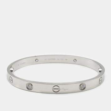 Pre Owned Cartier 18K White Gold and Diamond Love Bangle Bracelet