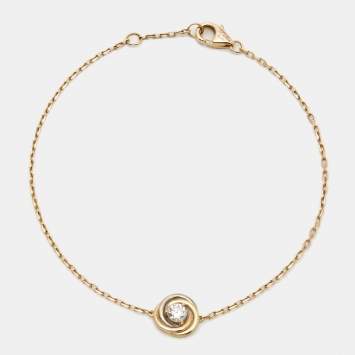 Pre Owned Cartier Trinity Diamond 18k Three Tone Gold Bracelet