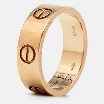 Pre Owned Cartier Love 18K Rose Gold Band Ring Size 51