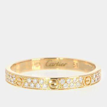 Pre Owned Cartier 18K Yellow Gold and Diamond Love Small Band Ring EU 51