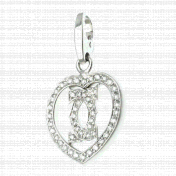 Pre Owned Cartier 18K White Gold and Diamond Double C Heart Charm
