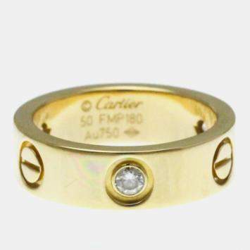 Pre Owned Cartier Love Yellow Gold Diamond Ring EU 50