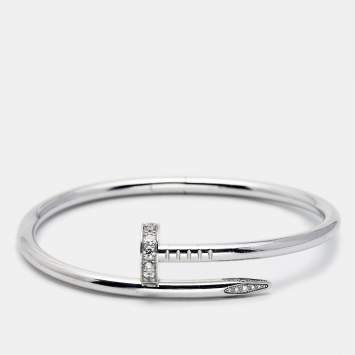Pre Owned Cartier Juste Un Clou Diamonds 18k White Gold Bracelet 16