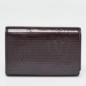 Pre Owned Cartier Plum Leather Happy Birthday French Wallet