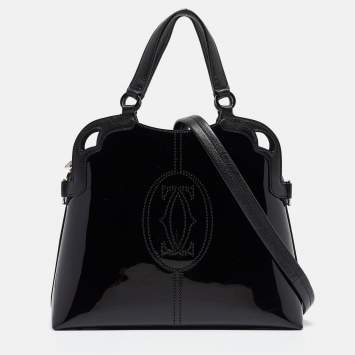 Pre Owned Cartier Black Patent and Leather Marcello de Cartier Satchel