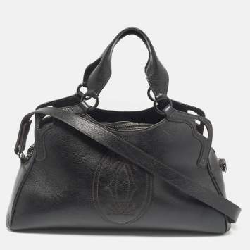 Pre Owned Cartier Black Leather Marcello de Cartier Bag