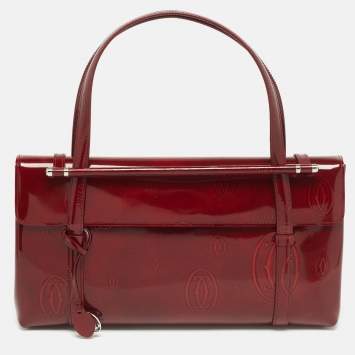 Pre Owned Cartier Burgundy Patent Leather Happy Birthday Cabochon Flap Bag