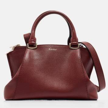 Pre Owned Cartier Red Leather Mini C de Cartier Satchel