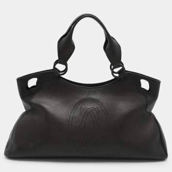 Pre Owned Cartier Black Leather Marcello de Cartier Satchel