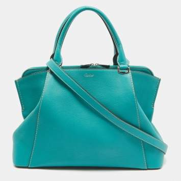 Pre Owned Cartier Green Leather Small C De Cartier Bag
