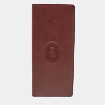 Pre Owned Cartier Red Leather Must de Cartier Bifold Long Wallet