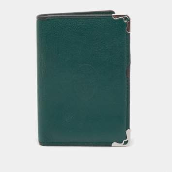 Pre Owned Cartier Green Leather Must de Cartier Card Case