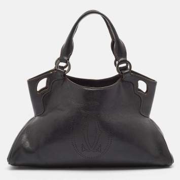 Pre Owned Cartier Black Leather Marcello De Cartier Satchel