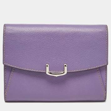 Pre Owned Cartier Purple Leather C de Cartier Compact Wallet