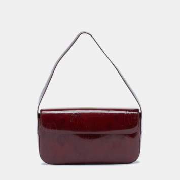 Pre Owned Cartier Red Patent Leather Happy Birthday Flap Bag
