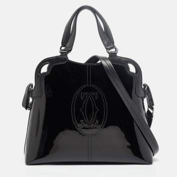 Pre Owned Cartier Black Patent and Leather Marcello de Cartier Satchel