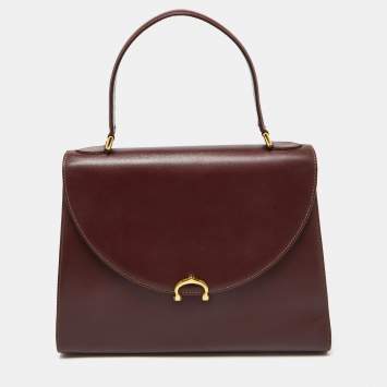 Pre Owned Cartier Burgundy Leather Le Must De Cartier Top Handle Bag
