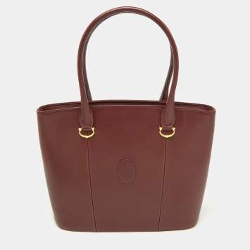 Pre Owned Cartier Burgundy Leather Must de Cartier Tote