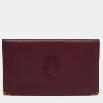 Pre Owned Cartier Burgundy Leather Must de Cartier Wallet Organizer 
