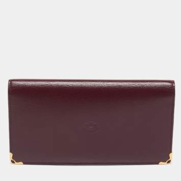 Pre Owned Cartier Red Leather Must de Cartier Continental Wallet
