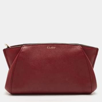 Pre Owned Cartier Red Leather C De Cartier Clutch