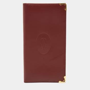 Pre Owned Cartier Burgundy Leather Must de Cartier Long Wallet