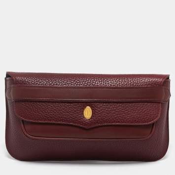 Pre Owned Cartier Burgundy Leather Must de Cartier Clutch