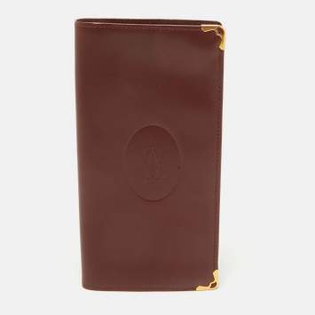 Pre Owned Cartier Burgundy Leather Le Must De Cartier Long Wallet