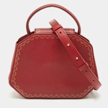 Cartier Red Leather Mini Guirlande De Cartier Top Handle Bag