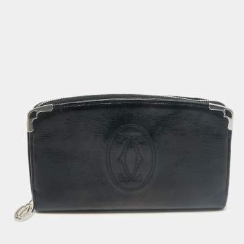 Cartier Black Leather Must De Cartier Zipped International
