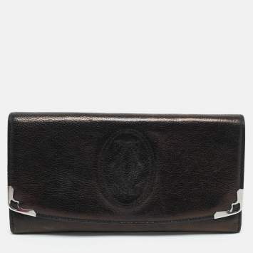 Pre Owned Cartier Black Leather Marcello de Cartier Flap Wallet