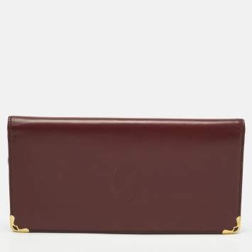 Pre Owned Cartier Burgundy Leather Le Must De Cartier Long Wallet