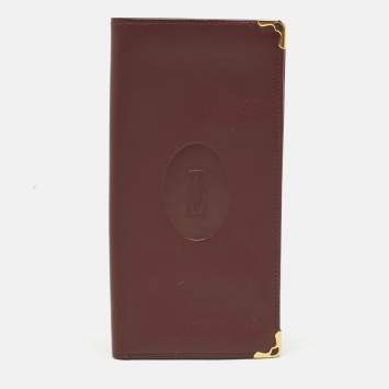 Pre Owned Cartier Burgundy Leather Le Must De Cartier Long Wallet