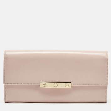 Cartier Light Pink Leather Love Flap Continental Wallet