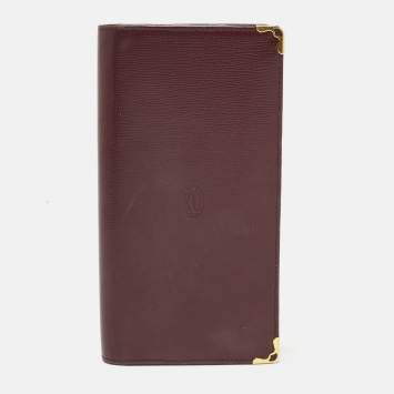Pre Owned Cartier Burgundy Leather Le Must De Cartier Long Wallet