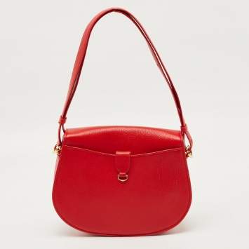 Pre Owned Cartier Red Leather Must de Cartier Saddle Bag