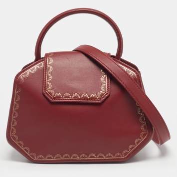 مملوكة مسبقًا Cartier Red Leather Mini Guirlande de Cartier Top Handle Bag