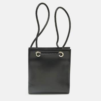 Pre Owned Cartier Black Leather Panthere De Cartier Drawstring Backpack