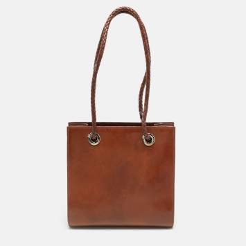 مملوكة مسبقًا Cartier Panthere Brown Glossy Leather Braided Handle Tote