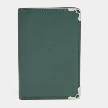 Pre Owned Cartier Must de Cartier Green Leather Card Holder