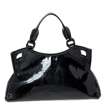 Pre Owned Cartier Black Patent Leather Small Marcello De Cartier Bag