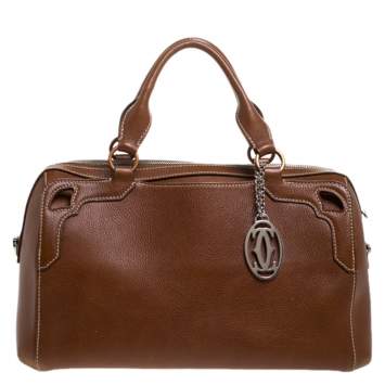 Pre Owned Cartier Brown Leather Marcello de Cartier Bowler Bag