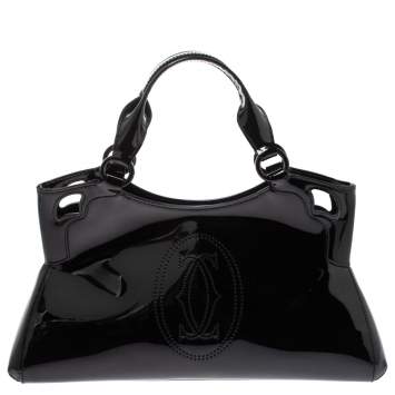 Pre Owned Cartier Black Patent Leather Small Marcello De Cartier Bag